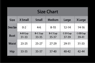 Size Chart, Care Instructions and Lacing Information for Corsets